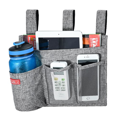 Grey linen bedside caddy - linen,